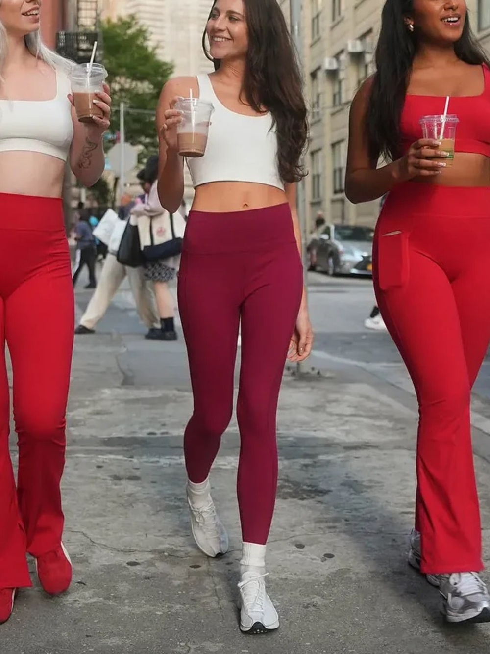 Brxl Deep Red High Waisted 26" Inseam 7/8 Athletic Leggings With Pockets Size S